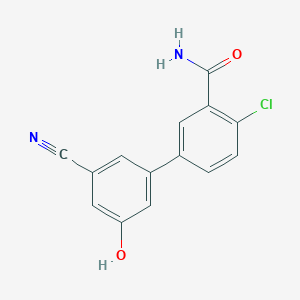 molecular formula C14H9ClN2O2 B6377012 5-(3-Carbamoyl-4-chlorophenyl)-3-cyanophenol, 95% CAS No. 1261895-00-4