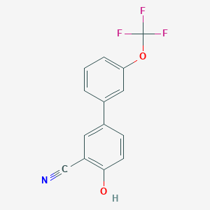 molecular formula C14H8F3NO2 B6377063 2-Cyano-4-(3-trifluoromethoxyphenyl)phenol, 95% CAS No. 1261657-45-7