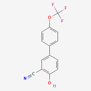 molecular formula C14H8F3NO2 B6377065 2-Cyano-4-(4-trifluoromethoxyphenyl)phenol, 95% CAS No. 1261686-09-2