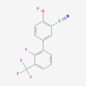 molecular formula C14H7F4NO B6377081 2-Cyano-4-(2-fluoro-3-trifluoromethylphenyl)phenol, 95% CAS No. 1261918-50-6