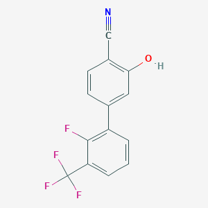 molecular formula C14H7F4NO B6377091 2-Cyano-5-(2-fluoro-3-trifluoromethylphenyl)phenol, 95% CAS No. 1261994-54-0