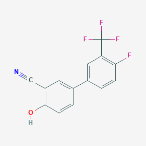 molecular formula C14H7F4NO B6377097 2-Cyano-4-(4-fluoro-3-trifluoromethylphenyl)phenol, 95% CAS No. 1261968-89-1