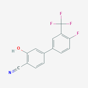molecular formula C14H7F4NO B6377108 2-Cyano-5-(4-fluoro-3-trifluoromethylphenyl)phenol, 95% CAS No. 1261994-68-6