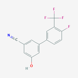 molecular formula C14H7F4NO B6377128 3-Cyano-5-(4-fluoro-3-trifluoromethylphenyl)phenol, 95% CAS No. 1261929-87-6
