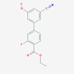molecular formula C16H12FNO3 B6377129 3-Cyano-5-[4-(ethoxycarbonyl)-3-fluorophenyl]phenol, 95% CAS No. 1261901-59-0