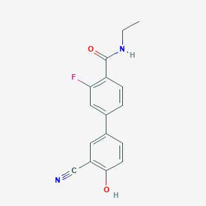 molecular formula C16H13FN2O2 B6377137 2-Cyano-4-[4-(ethylcarbamoyl)-3-fluorophenyl]phenol, 95% CAS No. 1261918-54-0