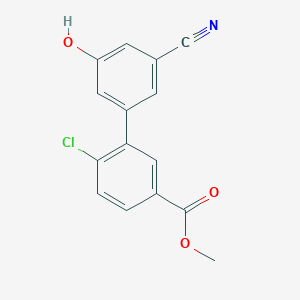 molecular formula C15H10ClNO3 B6377142 5-(2-Chloro-5-methoxycarbonylphenyl)-3-cyanophenol, 95% CAS No. 1261951-07-8