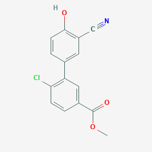 molecular formula C15H10ClNO3 B6377150 4-(2-Chloro-5-methoxycarbonylphenyl)-2-cyanophenol, 95% CAS No. 1261999-72-7