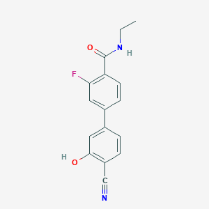 molecular formula C16H13FN2O2 B6377151 2-Cyano-5-[4-(ethylcarbamoyl)-3-fluorophenyl]phenol, 95% CAS No. 1261993-93-4