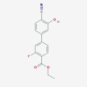 molecular formula C16H12FNO3 B6377158 2-Cyano-5-[4-(ethoxycarbonyl)-3-fluorophenyl]phenol, 95% CAS No. 1261942-53-3