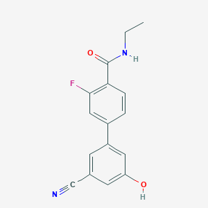 molecular formula C16H13FN2O2 B6377164 3-Cyano-5-[4-(ethylcarbamoyl)-3-fluorophenyl]phenol, 95% CAS No. 1261999-28-3