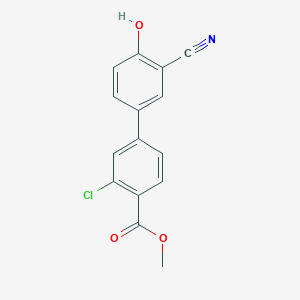 molecular formula C15H10ClNO3 B6377172 4-(3-Chloro-4-methoxycarbonylphenyl)-2-cyanophenol, 95% CAS No. 1261898-04-7