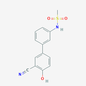 molecular formula C14H12N2O3S B6377176 2-Cyano-4-(3-methylsulfonylaminophenyl)phenol, 95% CAS No. 1261901-70-5