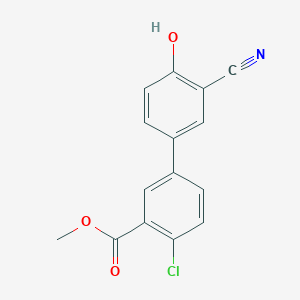 molecular formula C15H10ClNO3 B6377178 4-(4-Chloro-3-methoxycarbonylphenyl)-2-cyanophenol, 95% CAS No. 1261942-61-3