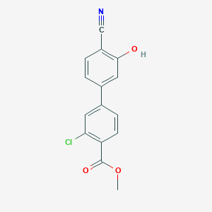 molecular formula C15H10ClNO3 B6377181 5-(3-Chloro-4-methoxycarbonylphenyl)-2-cyanophenol, 95% CAS No. 1261994-00-6
