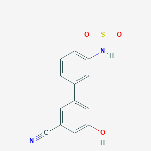 molecular formula C14H12N2O3S B6377187 3-Cyano-5-(3-methylsulfonylaminophenyl)phenol, 95% CAS No. 1261898-06-9