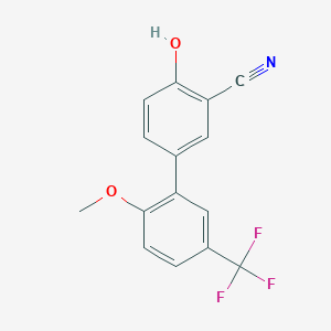molecular formula C15H10F3NO2 B6377214 2-Cyano-4-(2-methoxy-5-trifluoromethylphenyl)phenol, 95% CAS No. 1261929-94-5