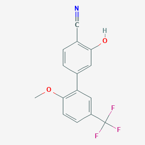 molecular formula C15H10F3NO2 B6377218 2-Cyano-5-(2-methoxy-5-trifluoromethylphenyl)phenol, 95% CAS No. 1261906-98-2