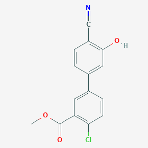 molecular formula C15H10ClNO3 B6377235 5-(4-Chloro-3-methoxycarbonylphenyl)-2-cyanophenol, 95% CAS No. 1261901-63-6