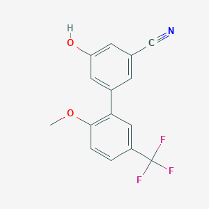 molecular formula C15H10F3NO2 B6377284 3-Cyano-5-(2-methoxy-5-trifluoromethylphenyl)phenol, 95% CAS No. 1261895-01-5