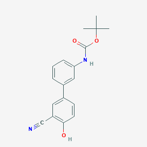 molecular formula C18H18N2O3 B6377309 4-(3-BOC-Aminophenyl)-2-cyanophenol, 95% CAS No. 1261984-58-0