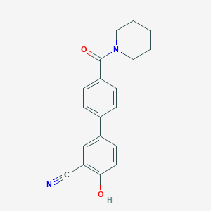 molecular formula C19H18N2O2 B6377319 2-Cyano-4-[4-(piperidine-1-carbonyl)phenyl]phenol, 95% CAS No. 1261975-91-0