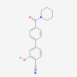 molecular formula C19H18N2O2 B6377329 2-Cyano-5-[4-(piperidine-1-carbonyl)phenyl]phenol, 95% CAS No. 1261942-79-3