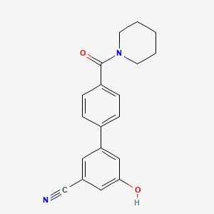 molecular formula C19H18N2O2 B6377334 3-Cyano-5-[4-(piperidine-1-carbonyl)phenyl]phenol, 95% CAS No. 1261951-16-9