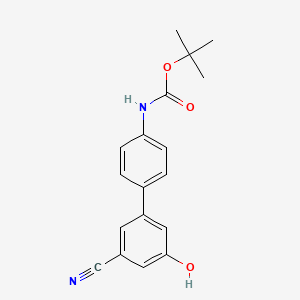molecular formula C18H18N2O3 B6377341 5-(4-BOC-Aminophenyl)-3-cyanophenol, 95% CAS No. 1261950-07-5
