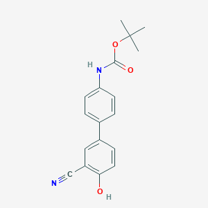 molecular formula C18H18N2O3 B6377349 4-(4-BOC-Aminophenyl)-2-cyanophenol, 95% CAS No. 1261943-01-4
