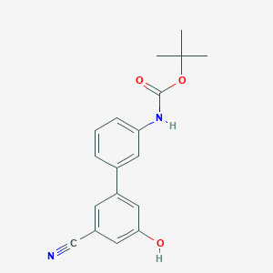 molecular formula C18H18N2O3 B6377351 5-(3-BOC-Aminophenyl)-3-cyanophenol, 95% CAS No. 1261942-97-5