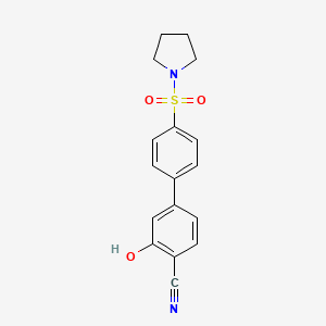 molecular formula C17H16N2O3S B6377388 2-Cyano-5-[4-(pyrrolidinylsulfonyl)phenyl]phenol, 95% CAS No. 1261901-99-8