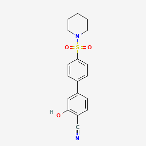 molecular formula C18H18N2O3S B6377396 2-Cyano-5-[4-(piperidin-1-ylsulfonyl)phenyl]phenol, 95% CAS No. 1261984-83-1