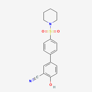 molecular formula C18H18N2O3S B6377404 2-Cyano-4-[4-(piperidin-1-ylsulfonyl)phenyl]phenol, 95% CAS No. 1261953-37-0