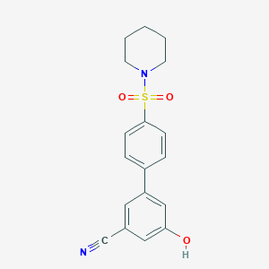 molecular formula C18H18N2O3S B6377410 3-Cyano-5-[4-(piperidin-1-ylsulfonyl)phenyl]phenol, 95% CAS No. 1261994-12-0