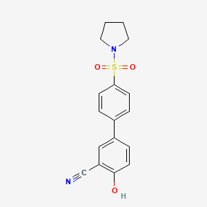 molecular formula C17H16N2O3S B6377434 2-Cyano-4-[4-(pyrrolidinylsulfonyl)phenyl]phenol, 95% CAS No. 1261895-05-9