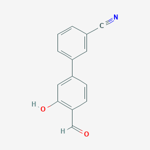 molecular formula C14H9NO2 B6377548 5-(3-Cyanophenyl)-2-formylphenol, 95% CAS No. 1261902-09-3