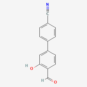 molecular formula C14H9NO2 B6377607 5-(4-Cyanophenyl)-2-formylphenol, 95% CAS No. 1261976-07-1
