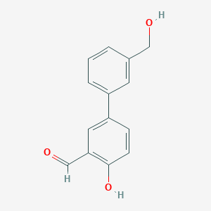 molecular formula C14H12O3 B6377658 2-Formyl-4-(3-hydroxymethylphenyl)phenol, 95% CAS No. 1098984-14-5