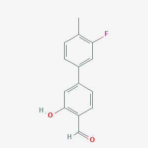 molecular formula C14H11FO2 B6377746 5-(3-Fluoro-4-methylphenyl)-2-formylphenol, 95% CAS No. 1261987-71-6