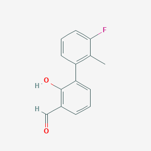 molecular formula C14H11FO2 B6377756 6-(3-Fluoro-2-methylphenyl)-2-formylphenol, 95% CAS No. 1261976-15-1