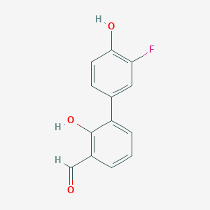 molecular formula C13H9FO3 B6377784 6-(3-Fluoro-4-hydroxyphenyl)-2-formylphenol, 95% CAS No. 1261994-48-2