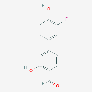 molecular formula C13H9FO3 B6377791 5-(3-Fluoro-4-hydroxyphenyl)-2-formylphenol, 95% CAS No. 1261987-85-2