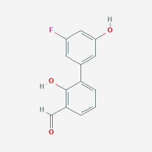 molecular formula C13H9FO3 B6377797 6-(3-Fluoro-5-hydroxyphenyl)-2-formylphenol, 95% CAS No. 1261976-24-2