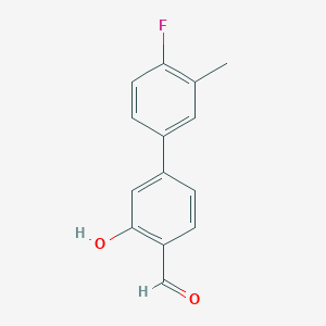molecular formula C14H11FO2 B6377800 5-(4-Fluoro-3-methylphenyl)-2-formylphenol, 95% CAS No. 1261890-22-5