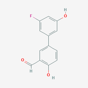 molecular formula C13H9FO3 B6377806 4-(3-Fluoro-5-hydroxyphenyl)-2-formylphenol, 95% CAS No. 1261985-69-6