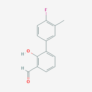 molecular formula C14H11FO2 B6377808 6-(4-Fluoro-3-methylphenyl)-2-formylphenol, 95% CAS No. 1261987-78-3