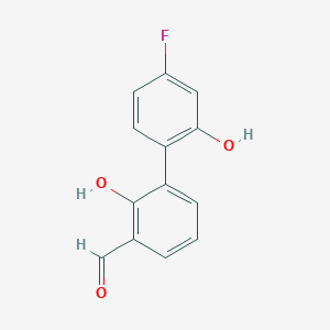 molecular formula C13H9FO3 B6377811 6-(4-Fluoro-2-hydroxyphenyl)-2-formylphenol, 95% CAS No. 1261930-21-5