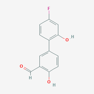 molecular formula C13H9FO3 B6377813 4-(4-Fluoro-2-hydroxyphenyl)-2-formylphenol, 95% CAS No. 1261994-70-0