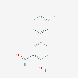 molecular formula C14H11FO2 B6377821 4-(4-Fluoro-3-methylphenyl)-2-formylphenol, 95% CAS No. 1111128-91-6